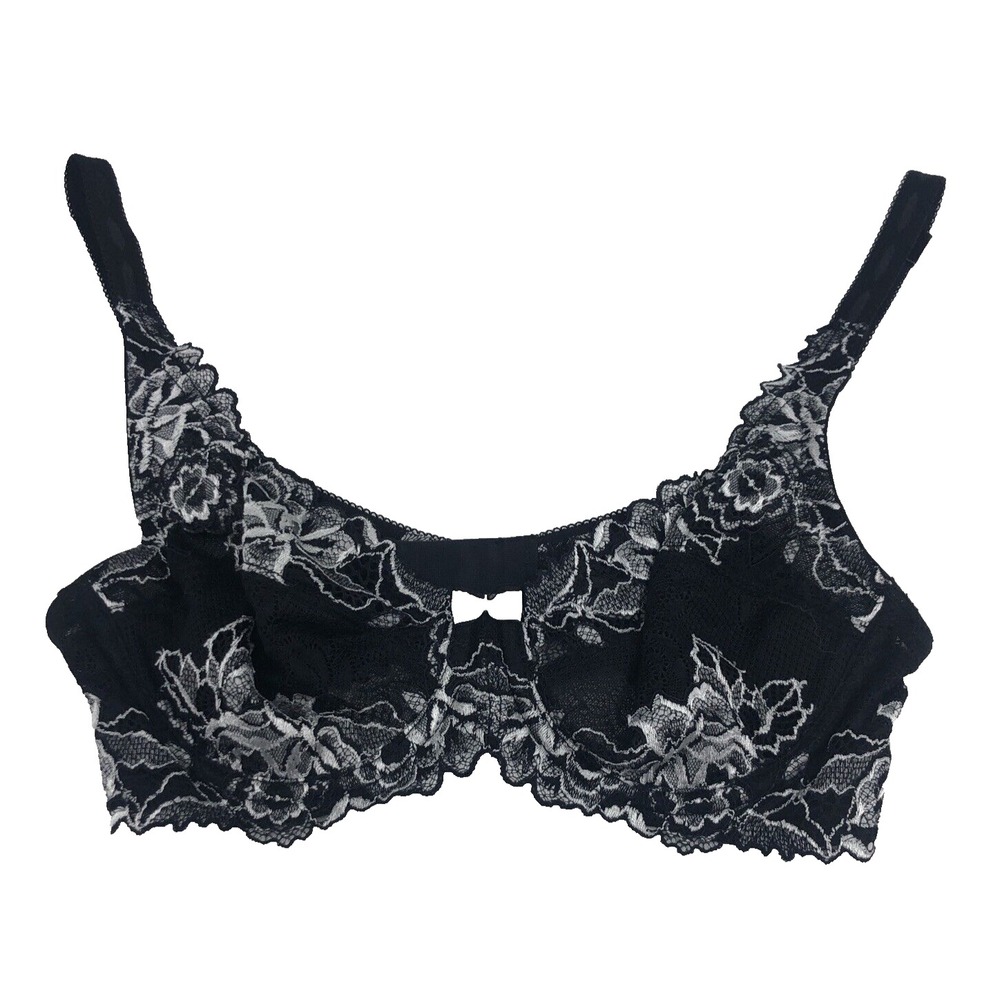 Paramour Women's Bra 32C Underwired Lace Style Madison 72248 Black and White NEW